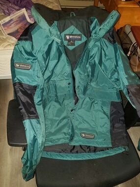 Men's Teal and Black Windbreaker Jacket